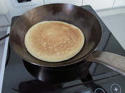 carbon steel skillet with pancake