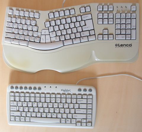 verschil in grootte van twee toetsenborden